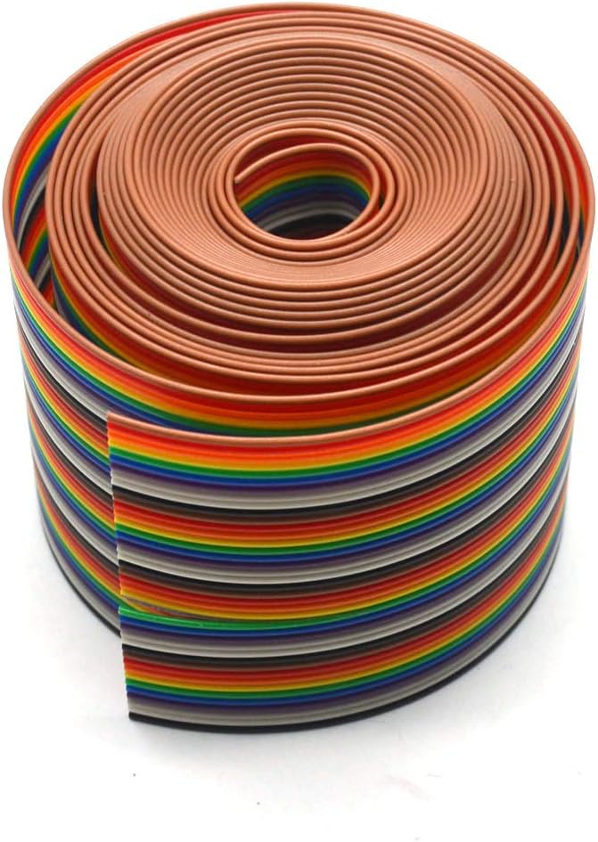 Antrader 10Ft/3M IDC 40Pin 1.27mm Rainbow Color Flat Ribbon Wire Cable for 2.54mm Connectors
