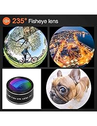 Kit de lentes de cámara para teléfono celular, kit 6 en 1 OUNUO Lente de teleobjetivo con zoom 12X + Lente ojo de pez 235 ° + Lente gran angular 0,62X + Lente macro 20X + Lente CPL profesional + Lente Starburst + Soporte para teléfono y trípode
