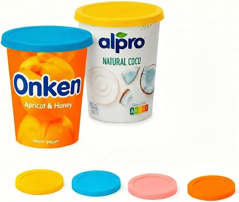 XILMARK Reusable Yogurt Pot Lids - Eco-Friendly Silicone Food Covers