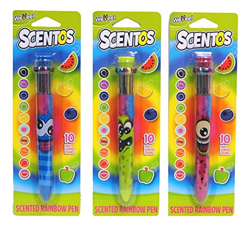 Scentos Scented Rainbow 10-Color Pen, 1 Count (Barrel color may vary.)