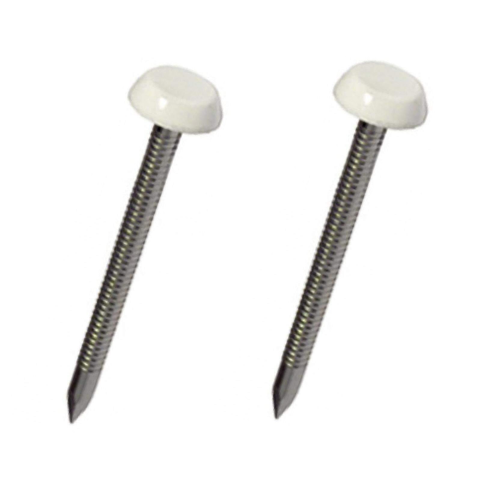 50 x 30mm White UPVC Poly Top Pins Nails Plastic Headed Polytop stainless Steel