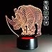 TRADE® 3D Visual Multicolor Gradient Acrylic Animal Rhino LED Touch USB Dual Purpose Base Bedside Illumination Night Light