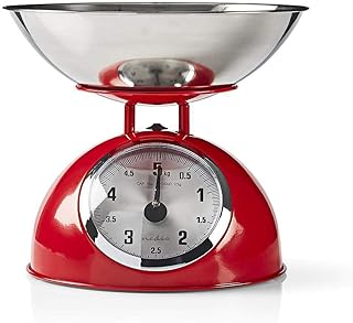 Nedis - Küchenwaage - Retro - Abnehmbare Edelstahlschüssel - Analog - Metall - Rot