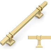 Amerdeco 10 Pack Brushed Gold Cabinet Pulls 5 Inch(128mm) Hole Center Drawer Pulls Cabinet Hardware Kitchen Cabinet Handles f