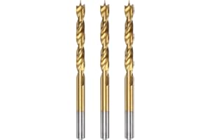 HARFINGTON 3pcs Brad Point Drill Bit 6mm(15/64") Dia Straight Round Shank Drill Metric Brad Point Spiral Twist Drill Bits for