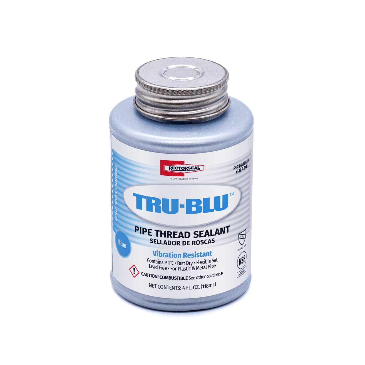 Photo 1 of Rectorseal 31631 1/4 Pint Brush Top Tru-Blu Pipe Thread Sealant , Blue
