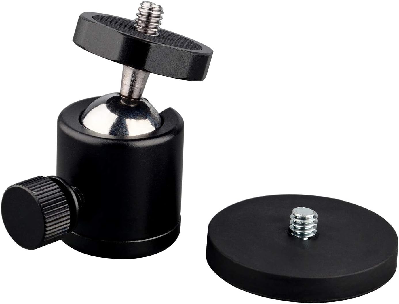 ULIBERMAGNET 24lb Magnetic Camera Mounting Base with Mini Ball Head, Super Strong Rubber Coating Neodymium Magnet with 1/4&rsquo;&rsquo;-20 Male Thread Stud for Mobile Camera , Security Camera.