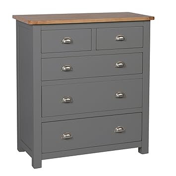 Aspen Dark Painted Oak 2 Over 3 Chest Of Drawers Bedroom Storage