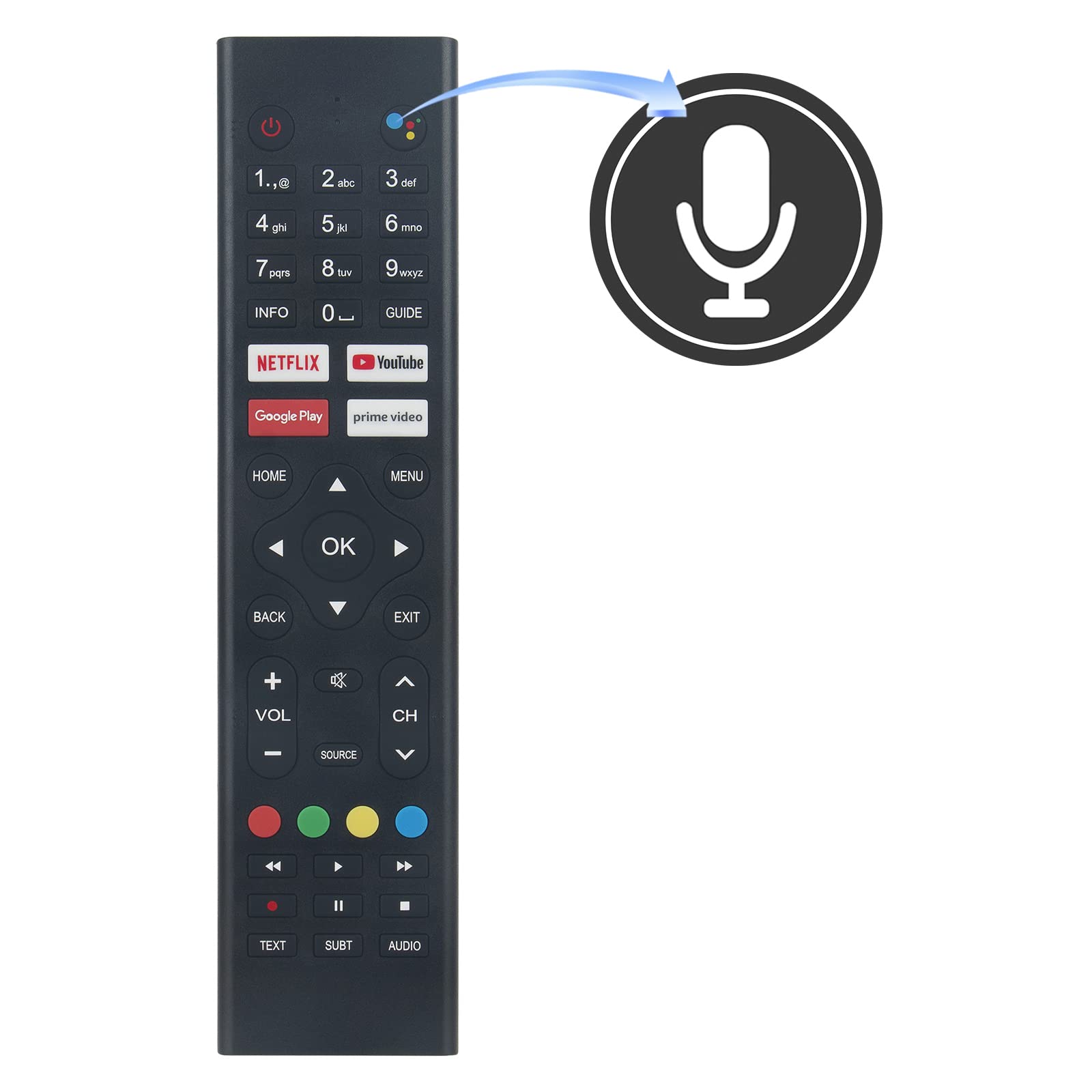 Replacement Remote Control Fit for RCA Android Smart TV RS24H1-UK RS32F3-UK RS43F3-UK RS50F3-UK RS24H1 RS32F3 RS43F3 RS50F3 RS43F4