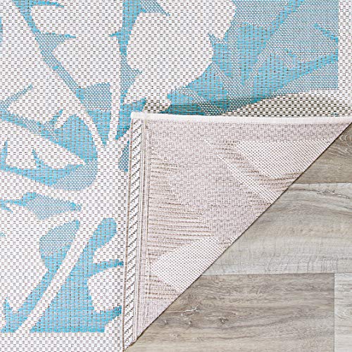 Couristan-Monaco-Coastal-Floral-IndoorOutdoor-Area-Rug-510-x-92-IvoryTurquoise Couristan Monaco Coastal Floral Indoor/Outdoor Area Rug, 5'10" x 9'2", Ivory/Turquoise