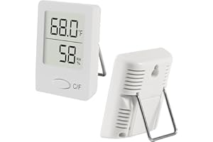 DWEII 2PCS Digital Indoor Hygrometer Thermometer, Humidity Meter for Home,Bed Room, Indoor Outdoor Thermometer for Greenhouse, Guitar, Cellar, Humidor, Basement, Pet Reptile, Incubator Office