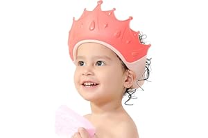 FUNUPUP Baby Shower Cap for Kids, Adjustable Toddler Hair Washing Shield Bathing Cap Baby Shower Visor Shampoo Cap (Crown, Pink)