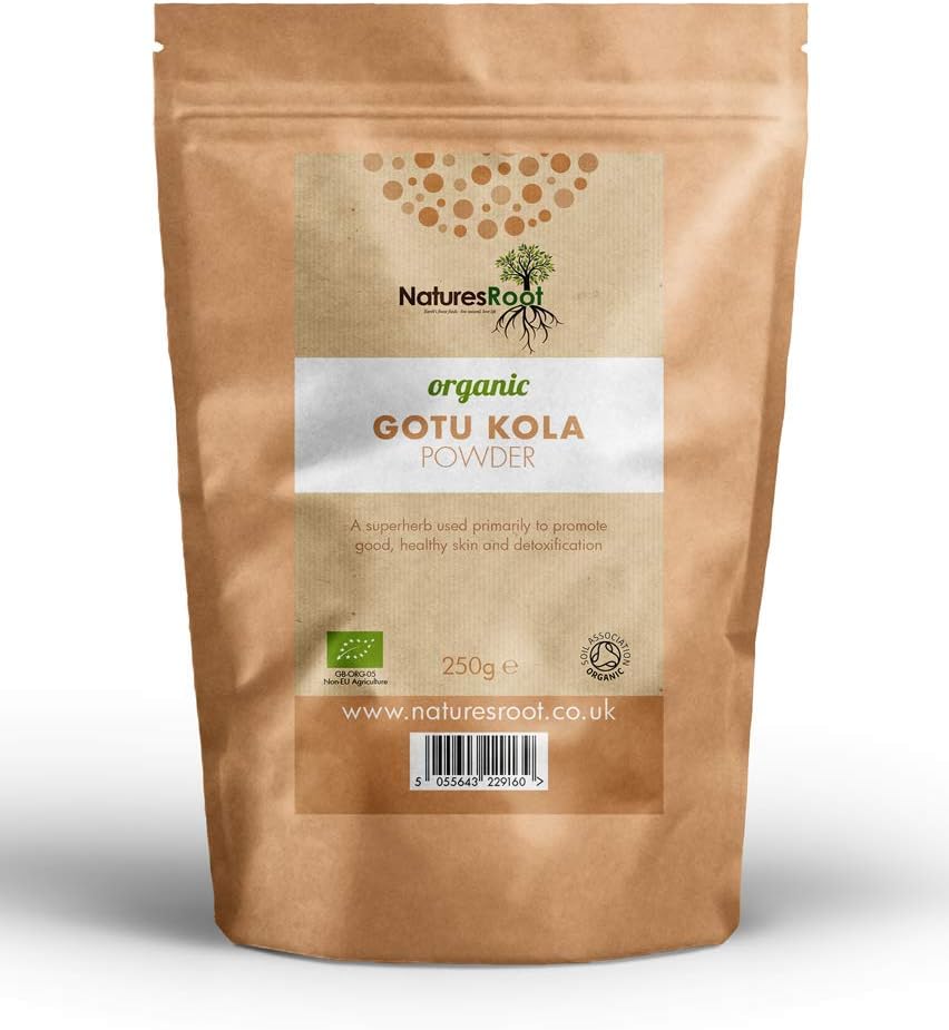 Nature’s Root Organic Gotu Kola Powder 250g - Ayurvedic Herb of Longevity | Skin and Hair Supplement | Vegetarian | Vegan | Resealable Pouch