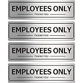 Employees Only Sign, Metal Self-Adhesive Signs for Business Door Wall, Aluminum Durable Signboard for Office Store Restroom (