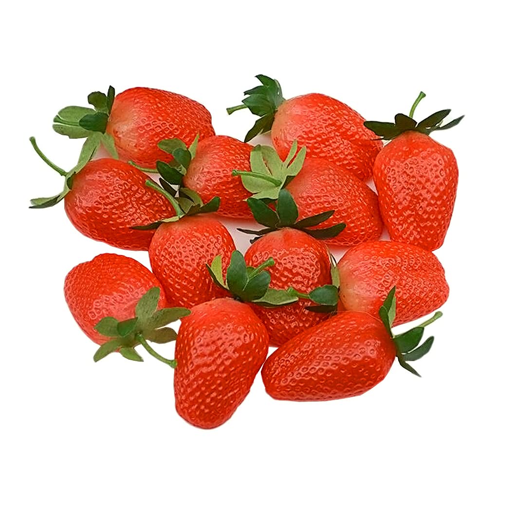 VASANA 10 PCS Artificial Strawberries Simulation Red Strawberries Plastic Fake Fruit for DIY Home Decoration Decorating Craft Party Supplies