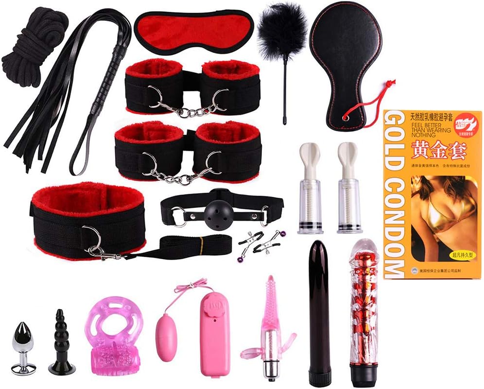 Guiseniour 19 PC/Set Leather Set Special Binding Set SM Kit for Couple Adult Sexy Toy (Red)