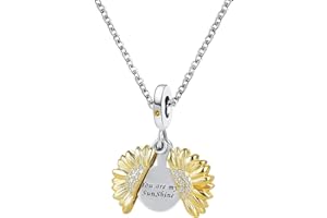 YQSLIN Sunflower Necklace You Are My Sunshine Locket Pendant Necklaces for Women Girlfriend Mom Birthday
