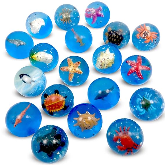German Trendseller® - 12 x Große Springbälle - Meerestiere - Mix Gratis Seetier in Jedem Ball ? Kindergeburtstag Mix ? Super 