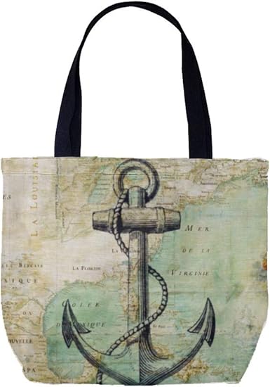 Bolsas de lona con ancla de mapa antiguo, bolsas de algodón para