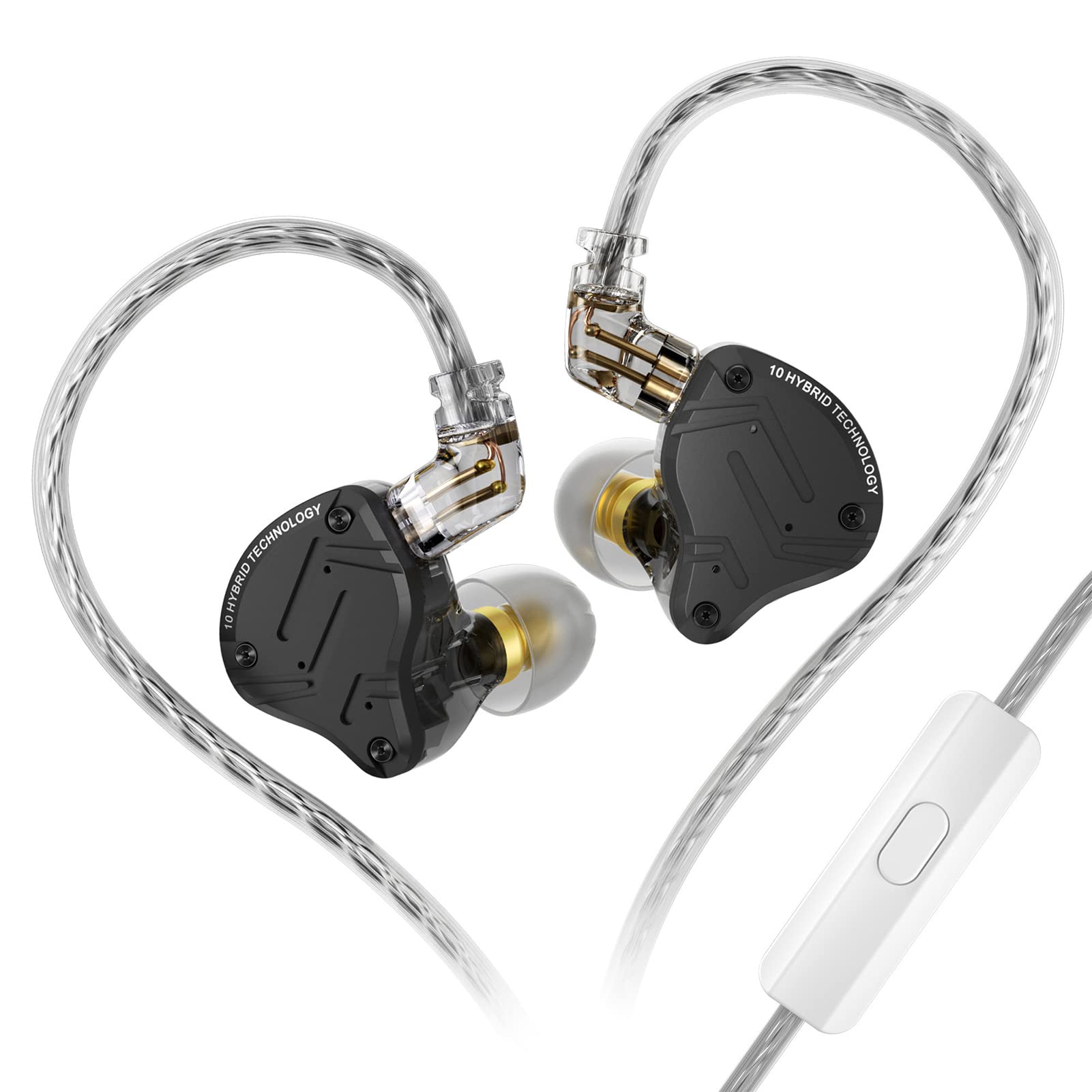CCA KZ ZS10 PRO X In Ear Monitors Upgrade Version 4BA+1DD 5 Driver IEM Headphones HiFi Metal Wired Earbuds (with Microphone, Black) — image 1