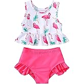 YWFSHOP Baby Swimsuit Girl Two Piece Bathing Suit Ruffle Tankini Set Toddler Girls Summer Sleeveless Beach Swimwear 1-7Y