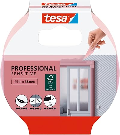tesa UK Masking Tape Wallpaper - Thin Painter's Tape 25 m x 38 mm Pink