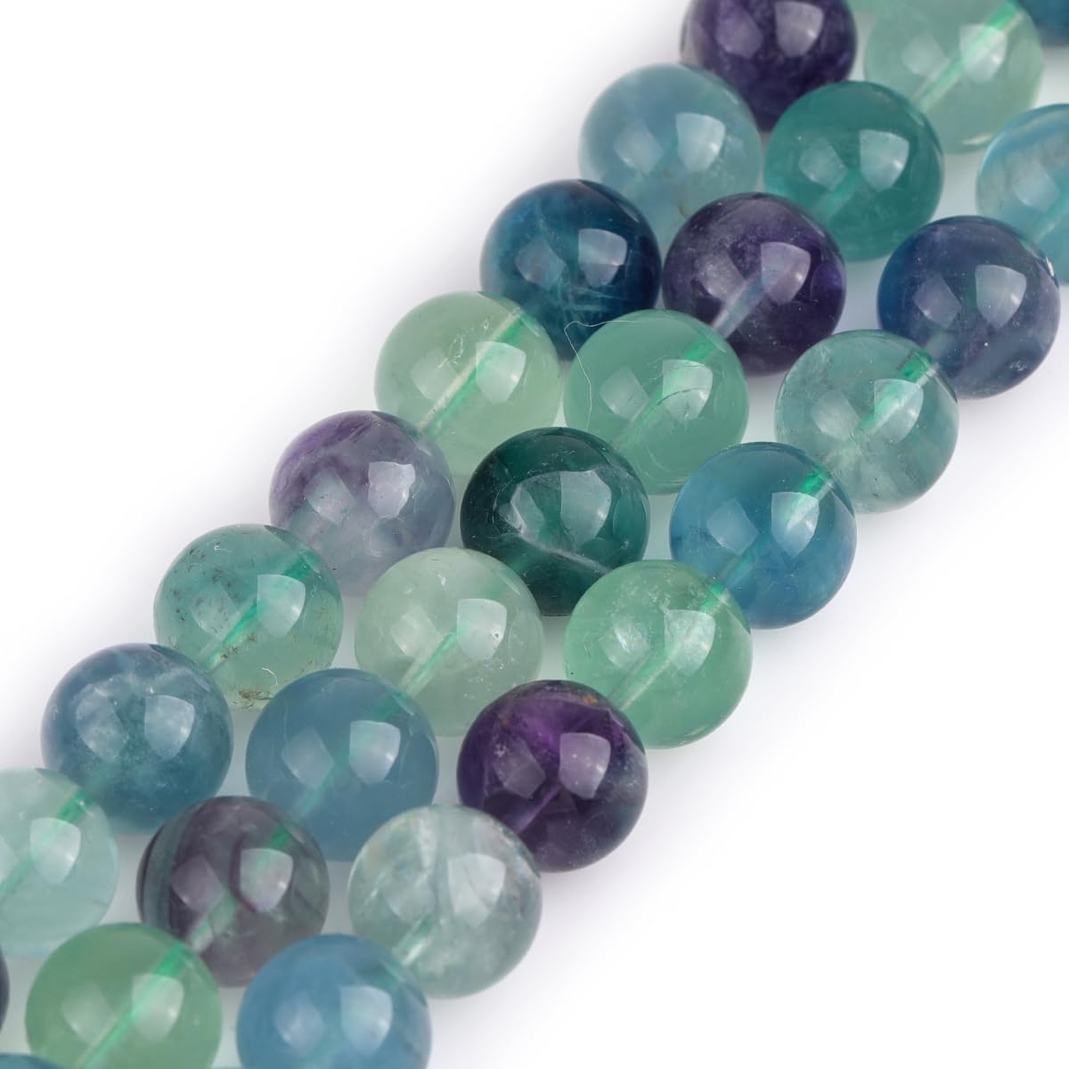 GEM-Inside Natural 12mm Mixed Color Fluorite Round Gemstone Semi Precious Loose Beads for Jewellery Making 15'' — image 1