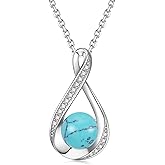 BDL Genuine Turquoise Jewelry for Women-925 Sterling Silver Pendant Necklaces Gifts for Her,Vintage Concert Festival Accessories for Anniversaries/Mother's Day/Christmas