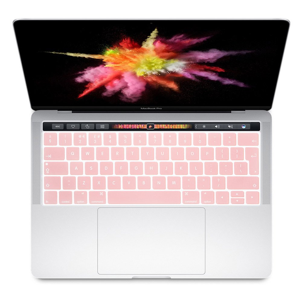 Se7enline Compatible with MacBook Pro 13/15 inch Retina Display With Touch Bar Version 2016/2017/2018/2019/2020 A1706/A1989/A2159/A1707/A1990 UK/EU Layout Keyboard Cover, Baby Pink/Rose Quartz