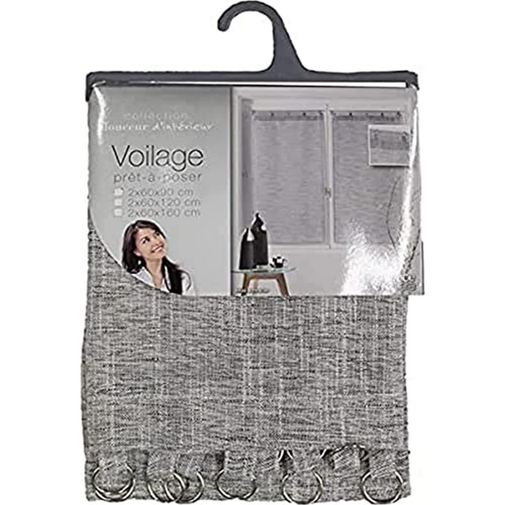 Douceur d'Intérieur Pair of Straight Rings 2 x 60 x 90 cm Woven Curtain Milza Anthracite