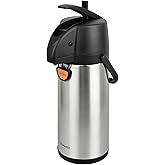 TOMAKEIT Airpot Coffee Dispenser Thermal with Pump,2.5L/85 Oz Insulated Stainless Steel Large Airpot Coffee Carafe Lever Action for Hot/Cold Water,Thermal Carafes for Hot Cocoa for Parties