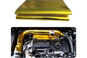 UMMICKL 12'' X 48'' Gold Adhesive Heat Shield ReflectiveTape Wrap Roll Compatible Thermal Barrier Adhesive Backed Heat Sleeve Up To 2000 Degrees Fahrenheit with Car Intake Pipe, Engine Bay etc.