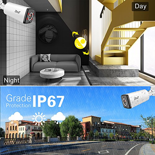 SECURITY CAMERA SYSTEM, BNT 1080P 4CH AHD DVR with HD Monitor & 2 Waterproof Outdoor Indoor 2MP Home CCTV Surveillance Camera Night Vision/Remote View/Motion Detect with Email Alert NO Hard Drive
