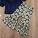 Toddler Baby Girls Off Shoulder Tube Top Sunflower Bell Bottoms Floral Ruffle Pant Set Kids Summer Outfits Boho (B-Blue, 3-4T)
