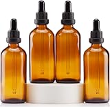 YIZHAO 100ml Amber Glass Dropper Bottles with Glass Pipette 4Pcs