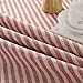 ColorBird Stripe Tassel Tablecloth Cotton Linen Dust-Proof Table Cover for Kitchen Dinning Tabletop Decoration (Round, 60 Inch, Red)