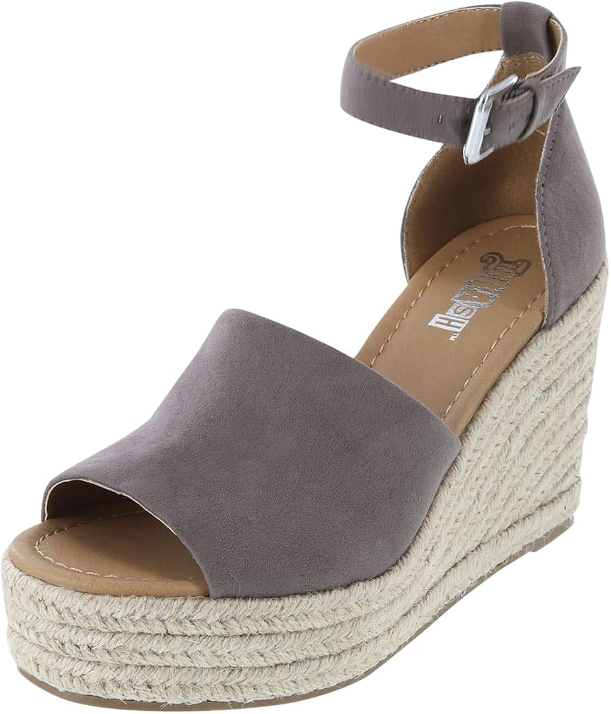 Brash Taupe Suede Women's Swerve Espadrille Wedge Sandal 9 Regular