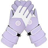 Feelorna Ski Gloves for Women, Waterproof Touchscreen Thermal Snow Gloves for Cold Weather, Winter Windproof Warm Snowboard Glove with Plush for Outdoor