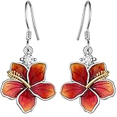 Hibiscus Earrings 925 Sterling Silver Flower Earrings Flower Jewelry Gifts for Women