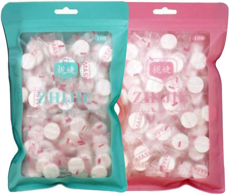 Leoie 100 Pcs/bag Compressed Cotton Face Mask Sheet Paper DIY Mask Disposable Mask Paper Skin Care Tool Random Color