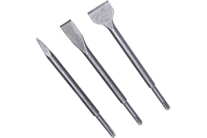 YaeTek SDS-Plus Chisel Set - Point, Flat, Cranked Chisels for Masonry & Concrete Demolition - 40RC Steel - 3 PCS