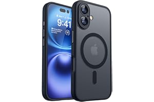 CANSHN Magnetic for iPhone 16 Case, Upgraded [Full Camera Protection] [Compatible with Magsafe] [Translucent Matte] Shockproof Protective Phone Case for iPhone 16 - Black
