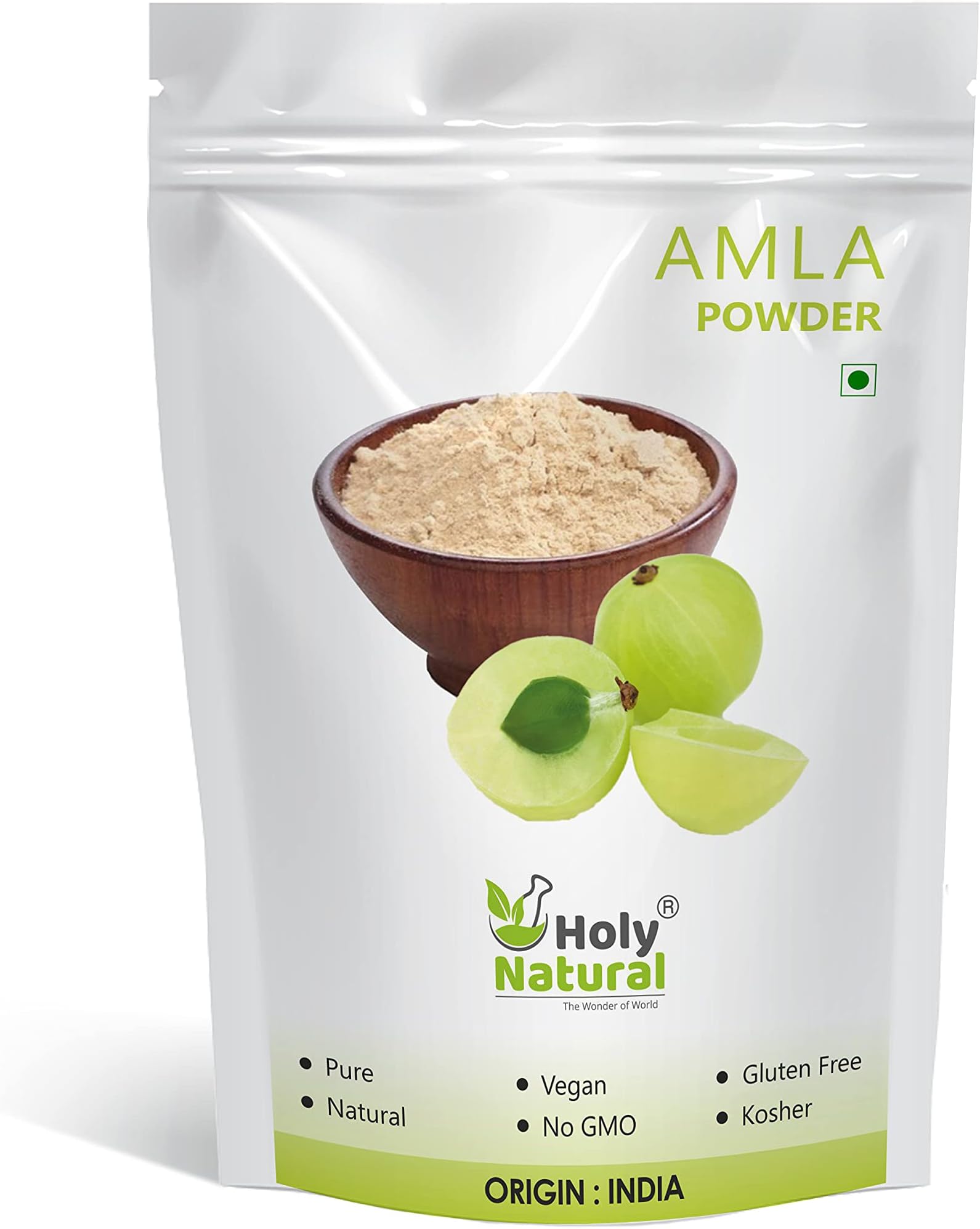 Holy Natural Amla Powder - 100 GM | Amla Also Called Phyllanthus emblica, and Indian Gooseberry. | Rich Source of Vitamin C | Edible Grade, Also use in Skin and Hair Care.