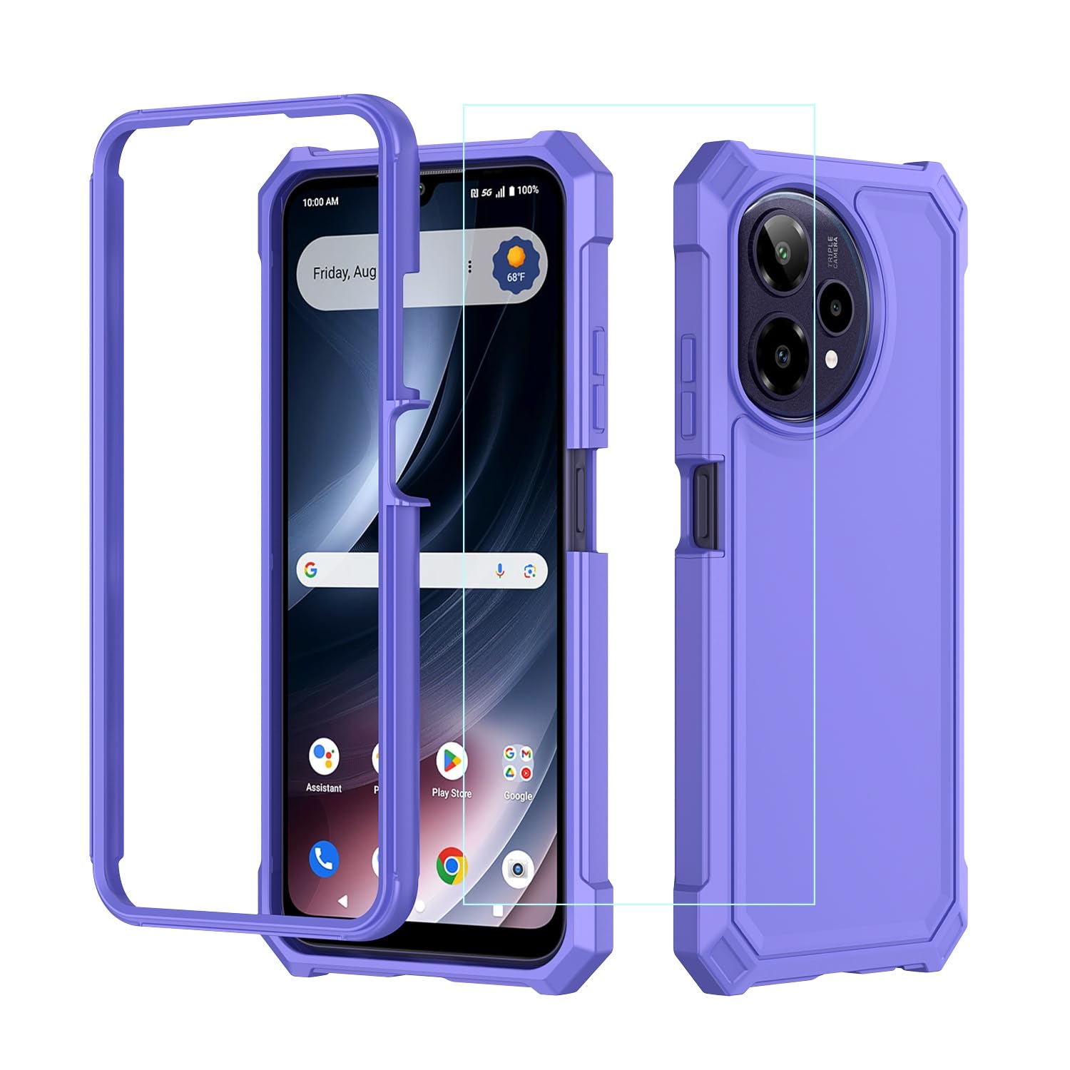 Aulzaju for Cricket iCon Plus 2026 Phone Case/Att Verge 2 5G Phone Case with Screen Protector [Front Silicone Bumper+Frosted PC Back] Full Body Protection Military Grade Case for AT&T Verge 2 Purple