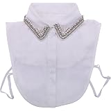 Elegtiskas Abnehmbarer Dickey Kragen Bluse Halbes Hemd Falscher Kragen Für Damen Und Mädchen (A-Black