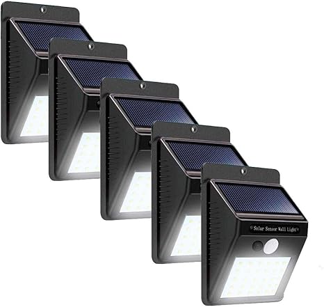 paquete 5 lamparas solares con sensor de movimiento para exteriores permanece con luz tenue hasta que detecta movimiento