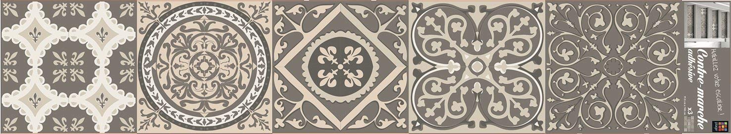 PLAGE 197031 Stairs Peel-Off Azulejos Pastell? Cement Tiles, Vinyl Stickers ? Beige, 100 x 0.1 x 19 cm