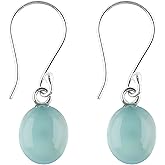 DEVMUKTI Natural Aqua Chalcedony Gemstones Earrings, 925 Sterling Silver, Handmade, Healing Crystals, Dangle Earring, Chalcedony Jewelry, Bridal Anniversary Women Earrings