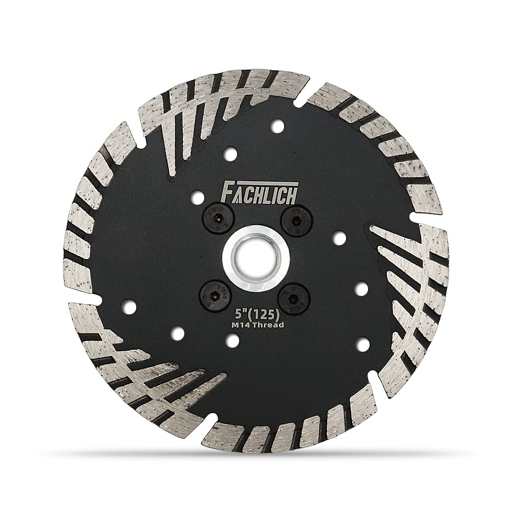FACHLICH Diamond Cutting Blade 125mm/5" with Turbo Slant Protection Teeth for Concrete Tile Granite Marble Masonry Brick