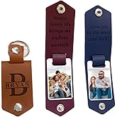 SHAANT Personalized Photo Leather Keychain for Dad Gift for Dad Father's Day Birthday Gift